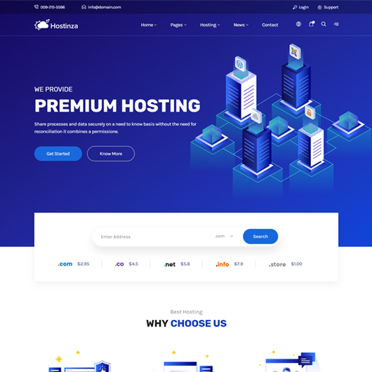 [静态网页]非常好看的一款主机销售类HTML模板-Hostinza