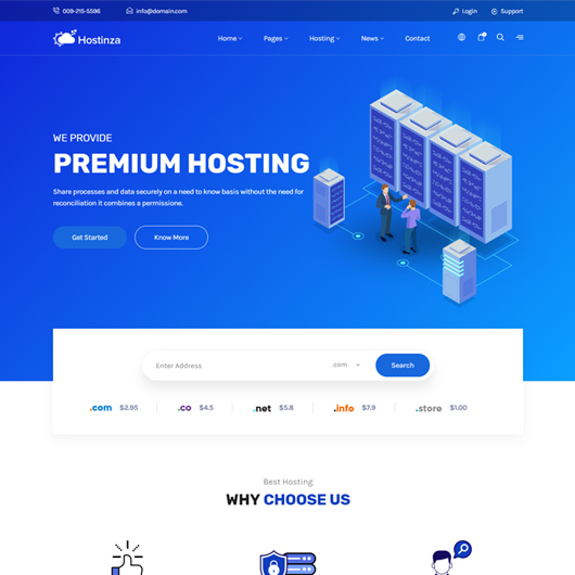 [静态网页]非常好看的一款主机销售类HTML模板-Hostinza