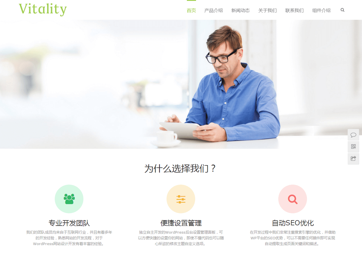 WordPress主题推荐之通用型企业主题 Vitality WordPress主题推荐之通用型企业主题 Vitality