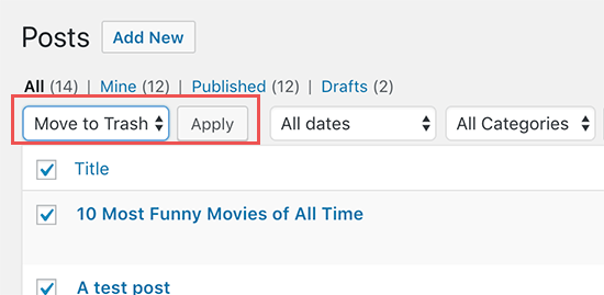 如何批量删除WordPress帖子(2个简易解决方案) 如何批量删除WordPress帖子(2个简易解决方案)
