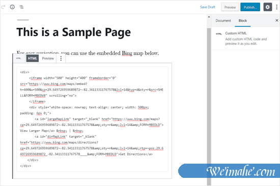 如何在WordPress中嵌入Bing地图