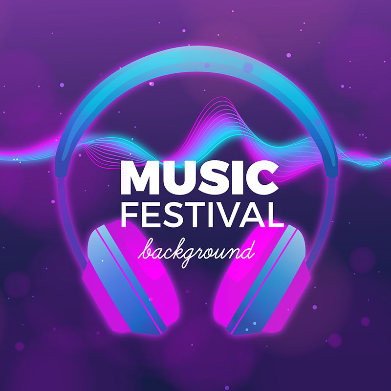 [代码样式]耳麦元素设计音乐节背景矢量素材(EPS/AI)