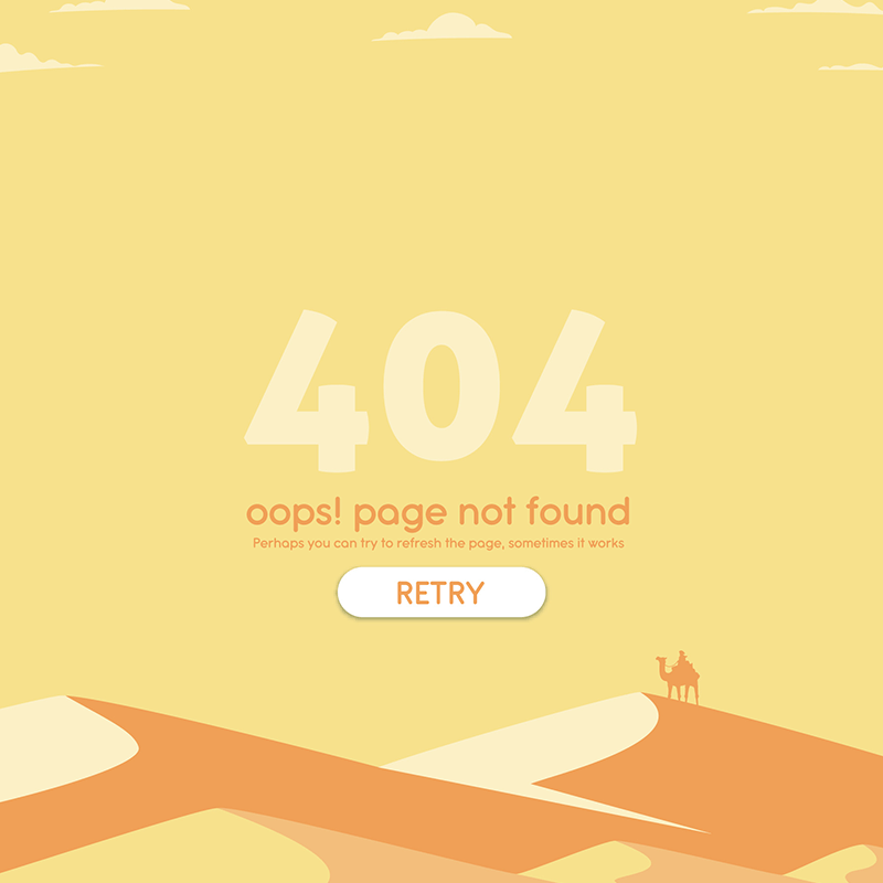 [代码样式]沙漠元素扁平404错误页面(EPS/AI)