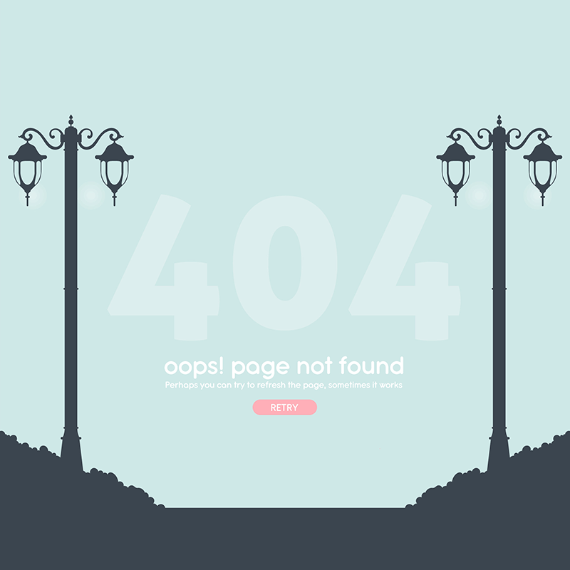 [代码样式]路灯元素扁平404错误页面(EPS/AI)