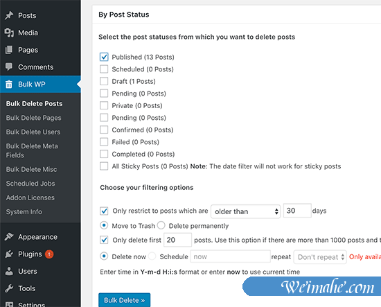 如何批量删除WordPress帖子(2个简易解决方案) 如何批量删除WordPress帖子(2个简易解决方案)