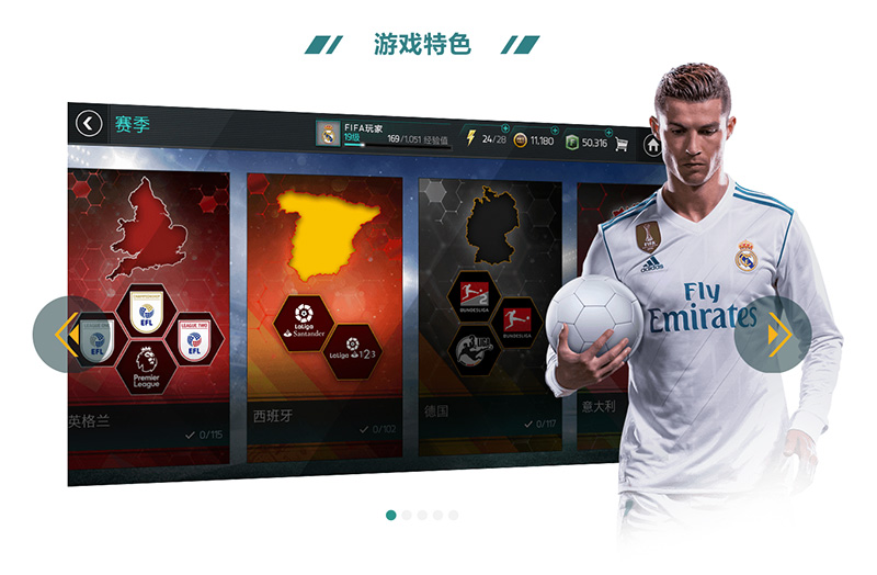 [代码样式]Swiper制作《FIFA足球世界》游戏特色幻灯片