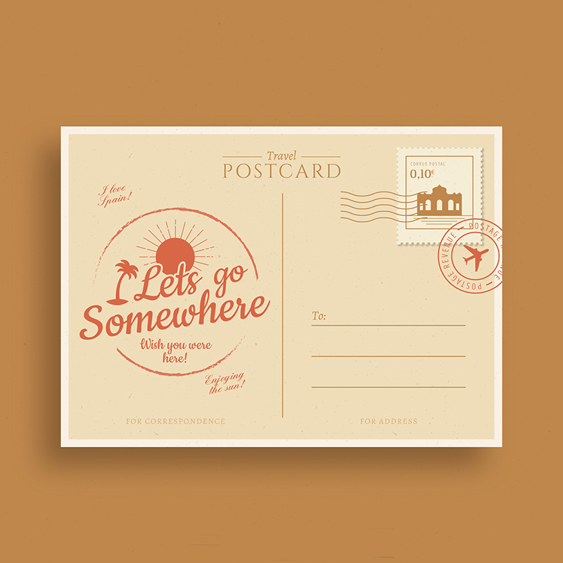 [代码样式]复古风格明信片矢量素材(EPS/AI)