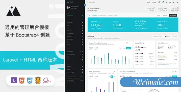 HTML和Laravel两套管理后台模板框架 HTML和Laravel两套管理后台模板框架