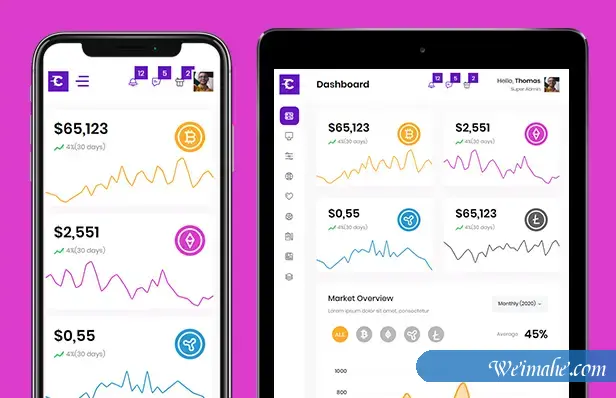 区块链加密货币后台管理系统UI模板