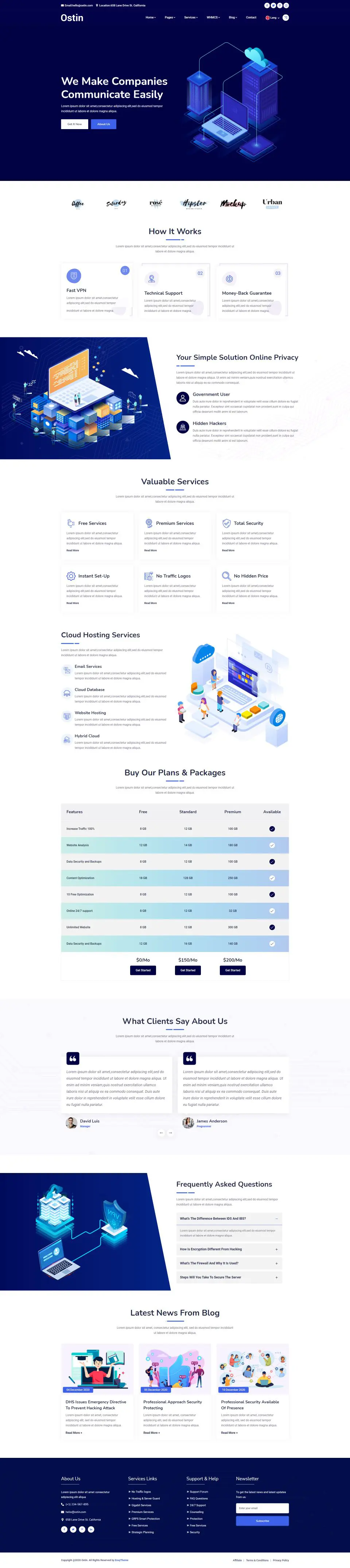 Ostin蓝色云服务网站bootstrap模板-BTSP4060