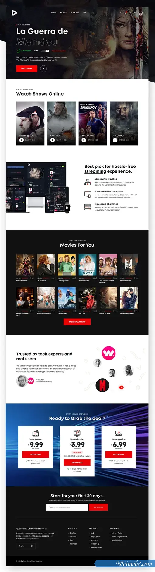 在线流媒体电影播放网站HTML模板 在线流媒体电影播放网站HTML模板