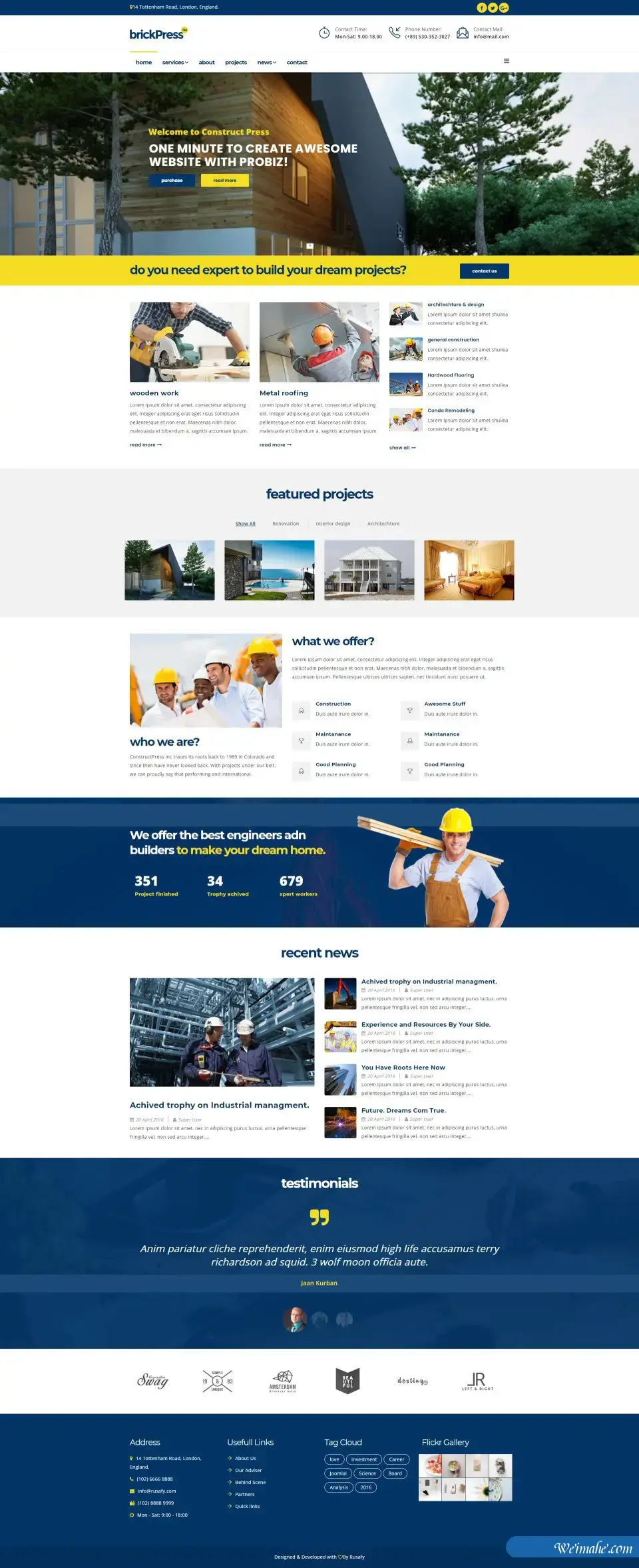 Bootstrap建筑公司Html模板brick-BTSP4093