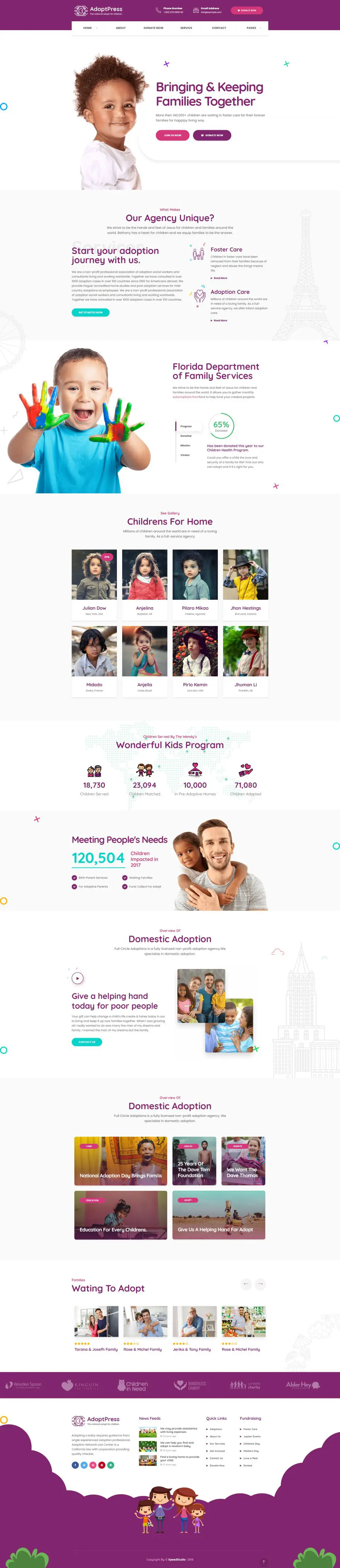 AdoptPress孩子宠物收养类HTML模板-BTSP4181