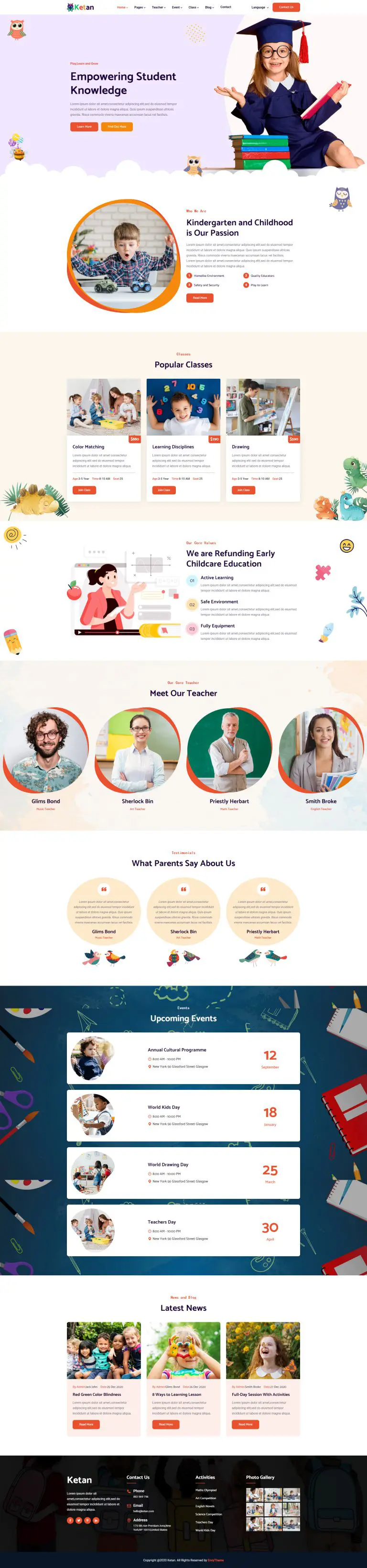 漂亮的幼儿园网站模板-BTSP4509