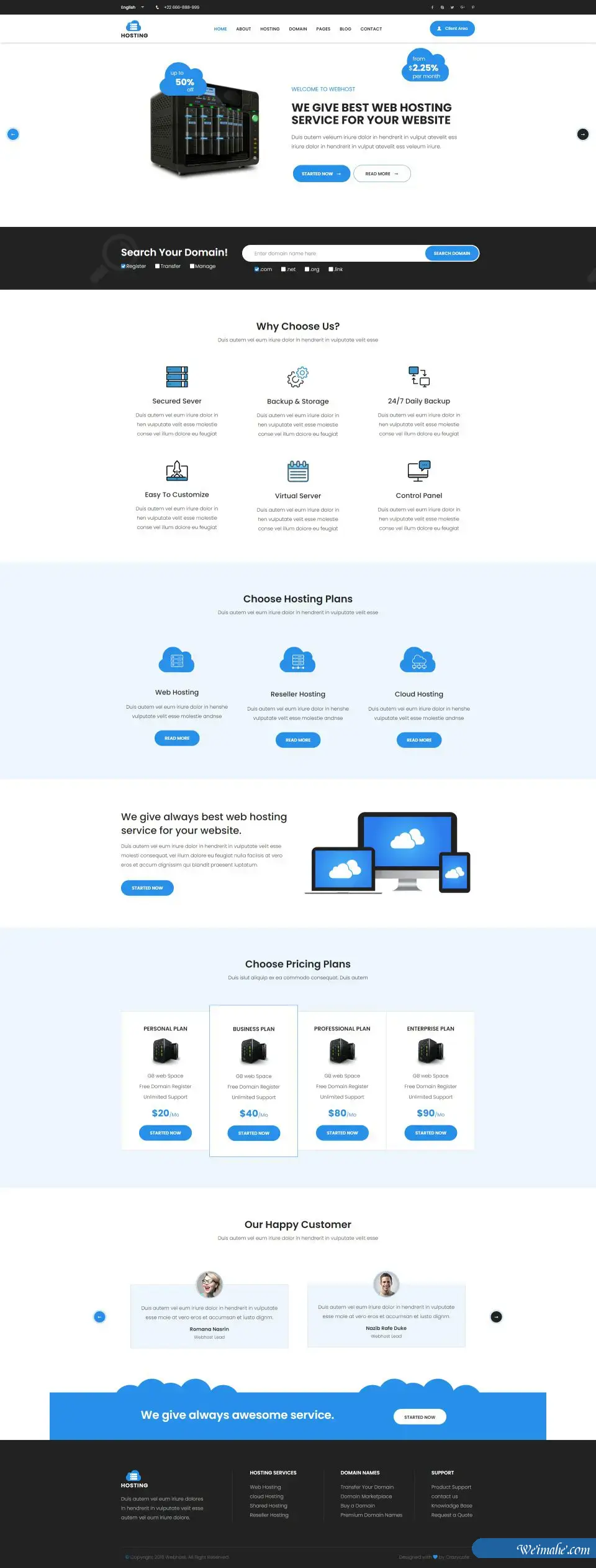 主机服务IDC网站HTML5模板Hosting-BTSP4075
