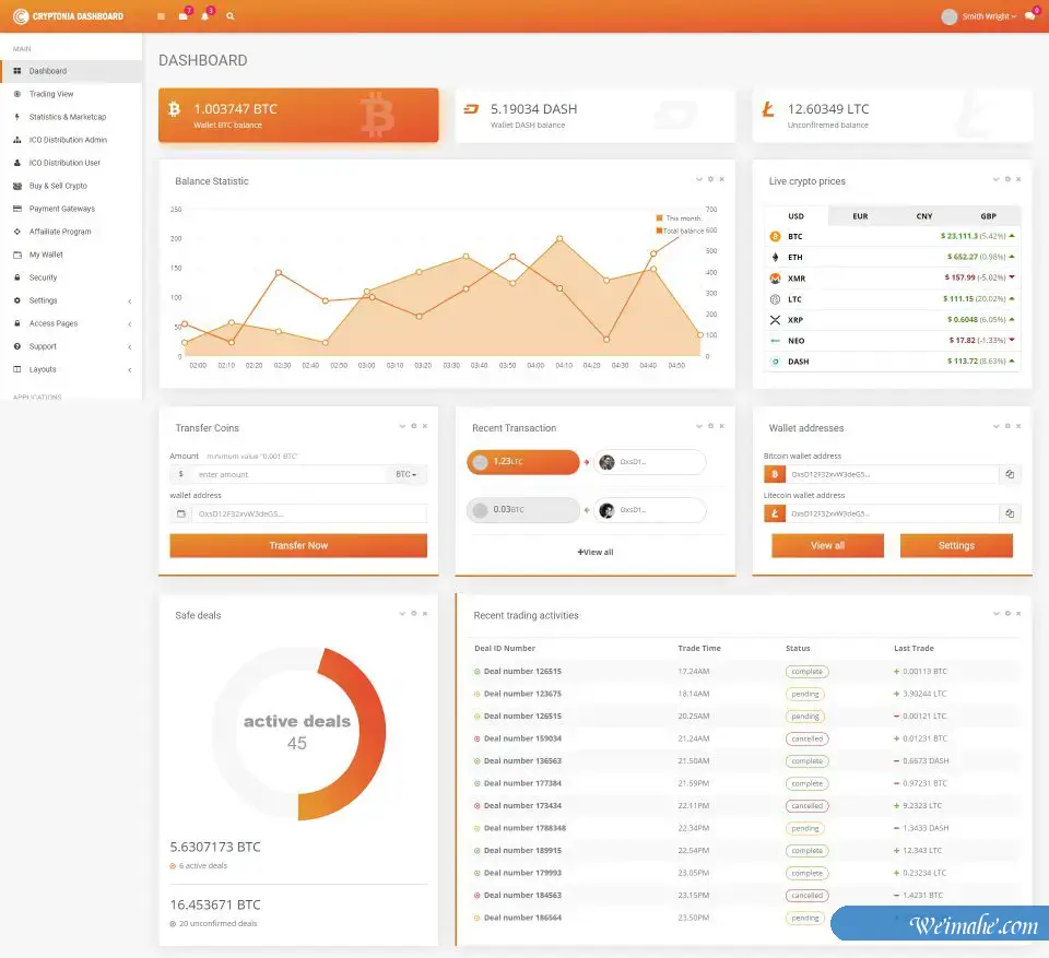 比特币管理系统Html5模板-BTSP4177
