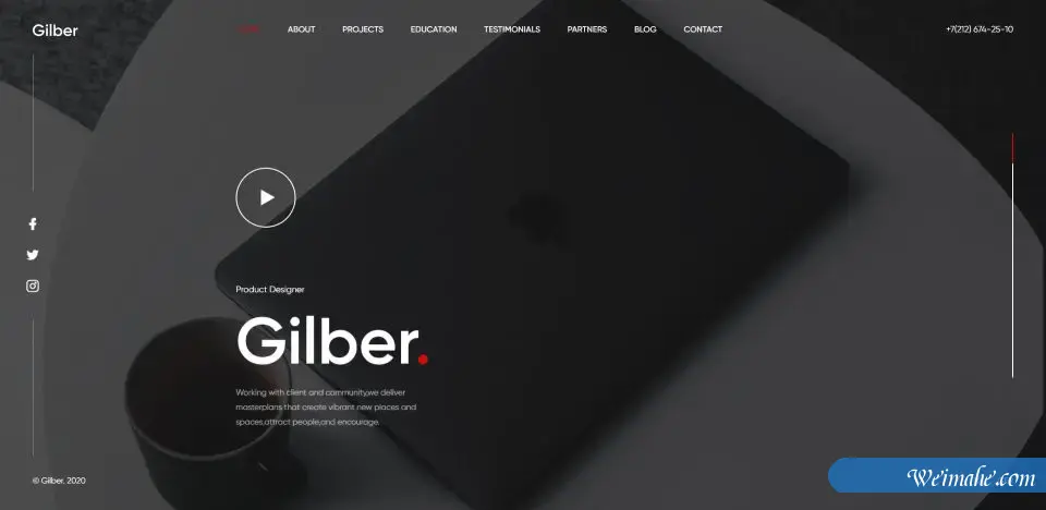酷炫暗黑个人主页简历HTML5模板-BTSP4159