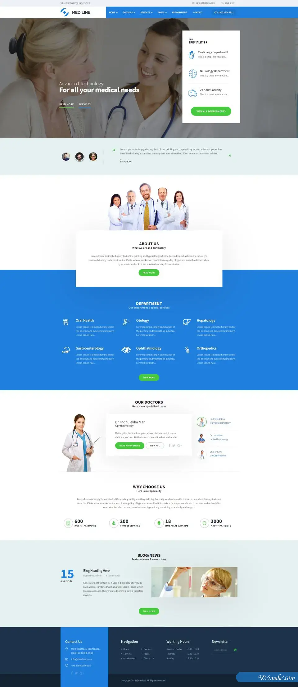 医疗医院行业网站Html模板-BTSP4077