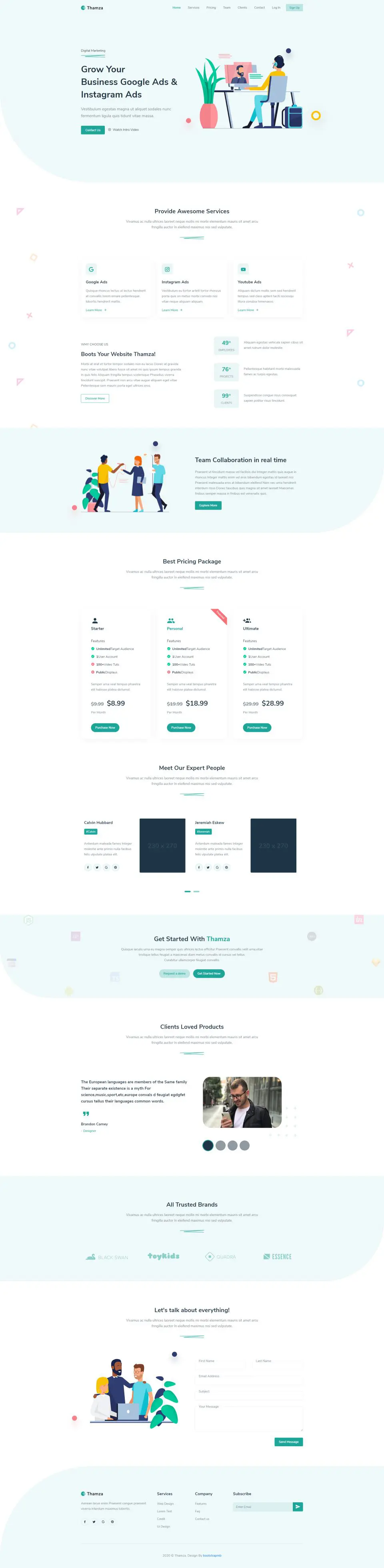 创业项目公司网站着陆页-Thamza