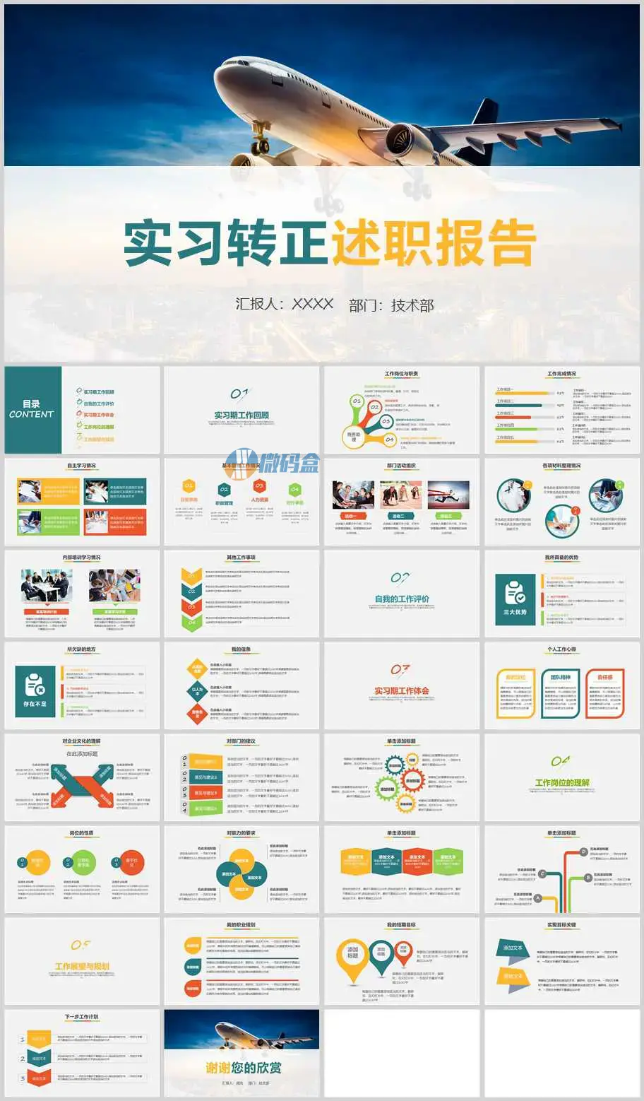 2022年实习转正述职报告ppt模板