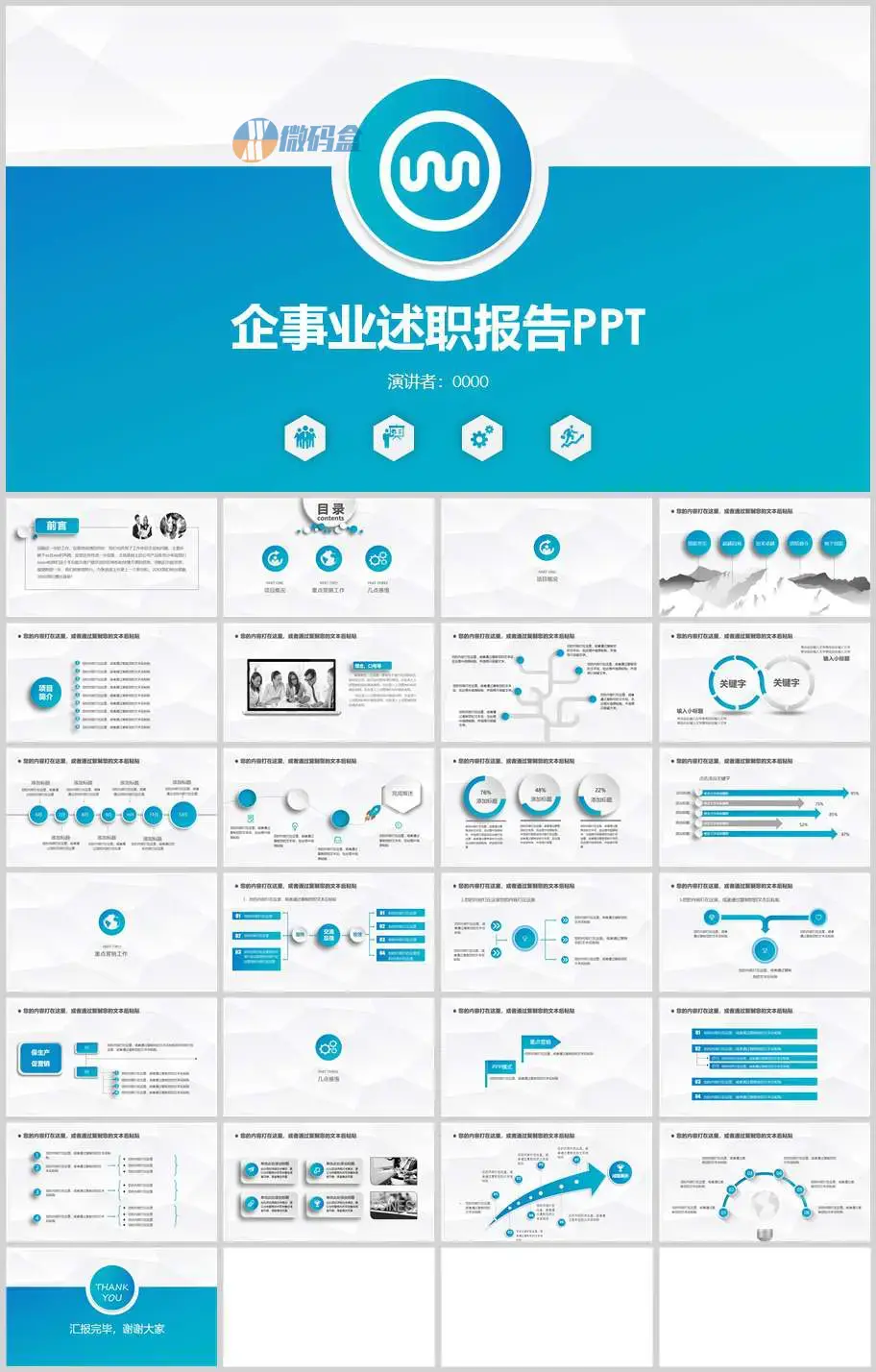 企事业述职报告PPT
