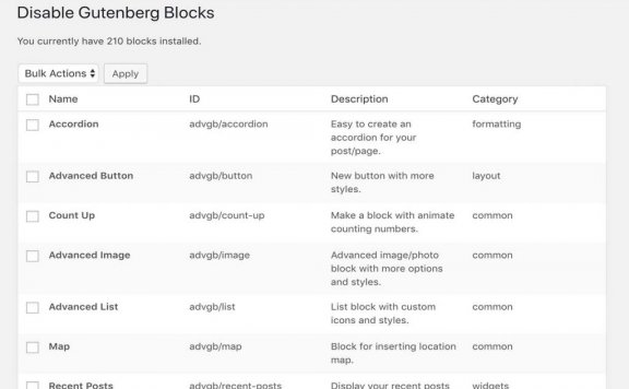 WordPress插件 - 古腾堡编辑器辅助插件:Disable Gutenberg Blocks