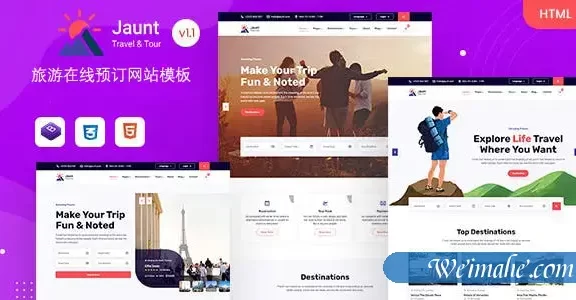 时尚的旅行在线预订网站前端模板
