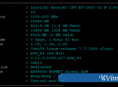 梦飞香港将军澳服务器性能及网络测试