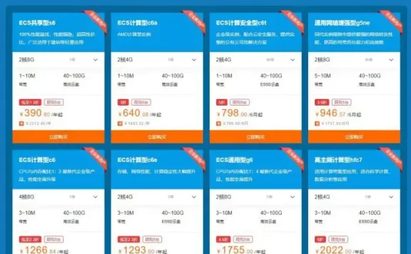 阿里云企业服务器优惠活动,低至1.3折2核8G仅需390元/年