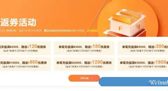 阿里云2021金秋上云活动:季充值返券,最高返1800元优惠券