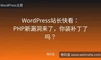 WordPress站长快看：PHP新漏洞来了，你装补丁了吗？